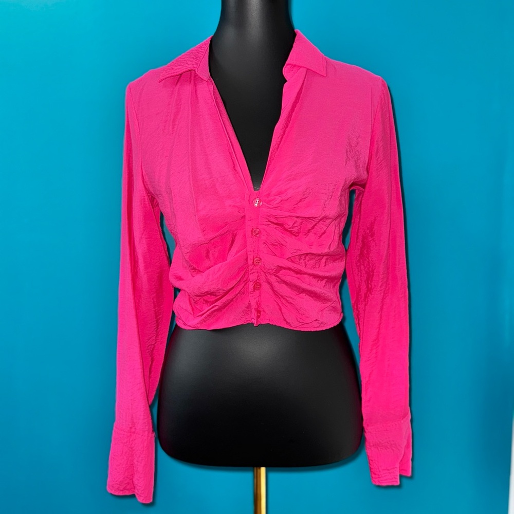 H&M Bright Pink Button Down Shirt